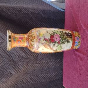 Vintage Chinese Birds / Flowers Porcelain Vase 24"